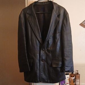 New England Sportswear Co.,Black Leather Blazer Jacket. Mens‎ Sz.M